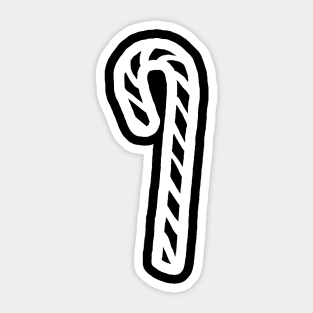 White Line Drawing One Candy Cane at Christmas Sticker